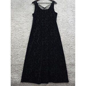 Another Thyme Velvet Maxi Dress 14 Black Glitter Floral 90s Whimsigoth Goth